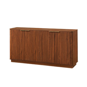 English Elm 63" Wave Front Sideboard with Four Door Storage for Living Room Hallway Bedroom Walnut W1820P431359