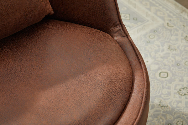 English Elm Swivel Velvet Accent Chair Brown — 360° Padded Barrel Club Chair with Stainless Steel Base, Cozy Durable W2915P234014