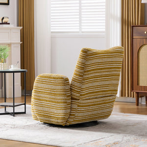 English Elm Modern Boucle 360° Swivel Leisure Chair with High‑Resilience Sponge, Supportive Curve, 550lb Capacity Mustard yellow W395P355482