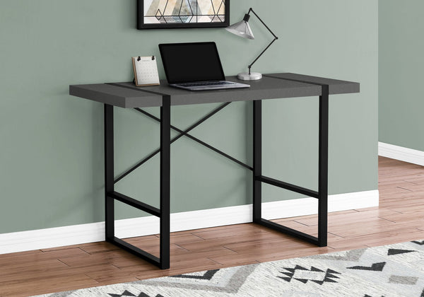 English Elm Computer Desk – Modern Grey Laminate With Black Metal Frame, Ideal For Home Office & Study Use B2710P219882