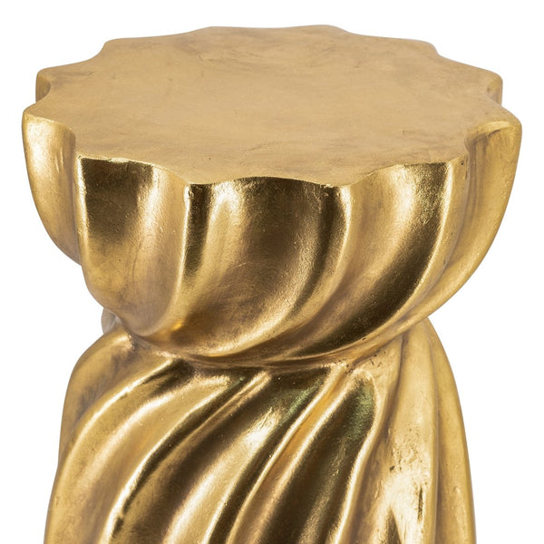 English Elm 14x14x18.7" Gold Magnesium Stool Swirl Base Sculptural Glam Art Deco Side Table W2078P442968