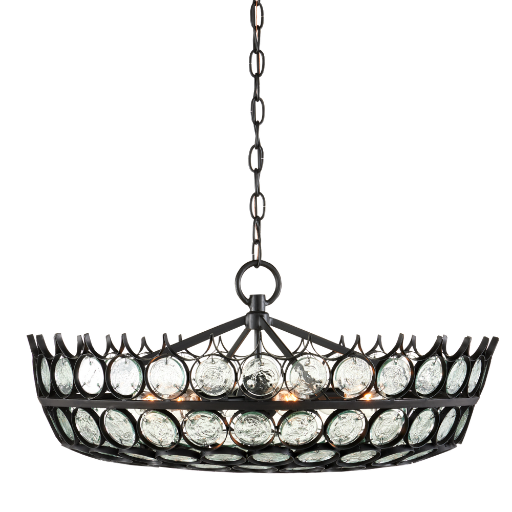 Augustus Chandelier - Stunning Recycled Glass & Wrought Iron Design, Contemporary Lighting Fixture