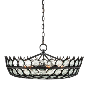 Augustus Chandelier - Stunning Recycled Glass & Wrought Iron Design, Contemporary Lighting Fixture