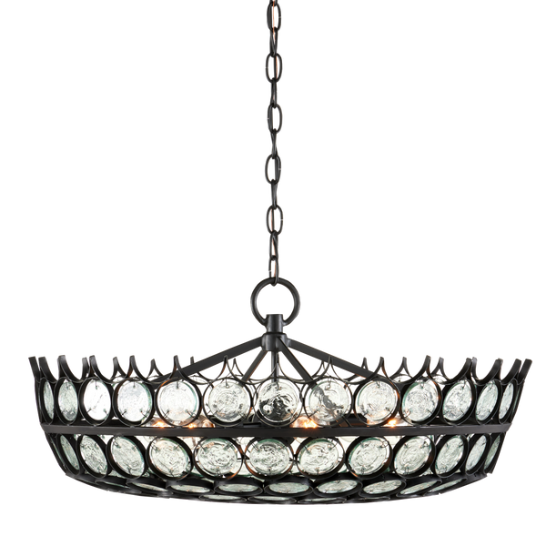 Augustus Chandelier - Stunning Recycled Glass & Wrought Iron Design, Contemporary Lighting Fixture