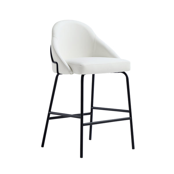 English Elm Gracie Modern Counter Stool - Stylish White & Black Metal Design With Plush Leatherette Seating B365P397976