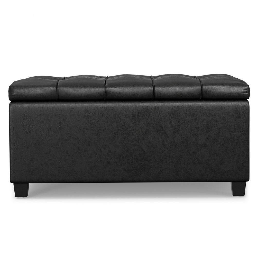 English Elm Sienna Tufted Vegan Leather Storage Ottoman Bench with Lift Top and Vintage Appeal B136P252707