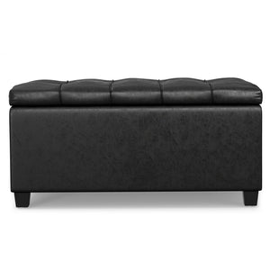 English Elm Sienna Tufted Vegan Leather Storage Ottoman Bench with Lift Top and Vintage Appeal B136P252707