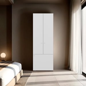 English Elm Armoire 66.9" H - Modern 3-Door Wardrobe With 3 Shelves, Eco-Friendly, Space-Saving Design In White B097P395876