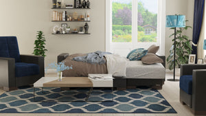 English Elm Primenest Convertible Chaise Lounge With Storage - Plush Microfiber Sleeper In Emerald Blue B030P303538-GIGA