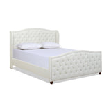 English Elm Marcella Upholstered Shelter Headboard Bed Set, California King, Antique White Polyester