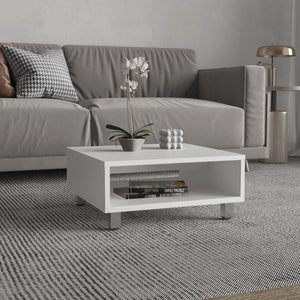 English Elm Eclipse low 10" modern square coffee table with open shelf, compact particleboard design for style and storage White 12.9 L x 64 W x 7 H B070P254752