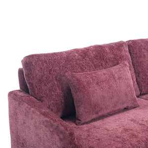 English Elm Mid Century Modern chenille loveseat with solid wood frame, detachable cushions, breathable fabric couch WINE RED W395P151897