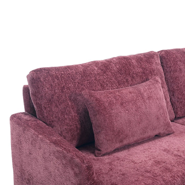 English Elm Mid Century Modern chenille loveseat with solid wood frame, detachable cushions, breathable fabric couch WINE RED W395P151897