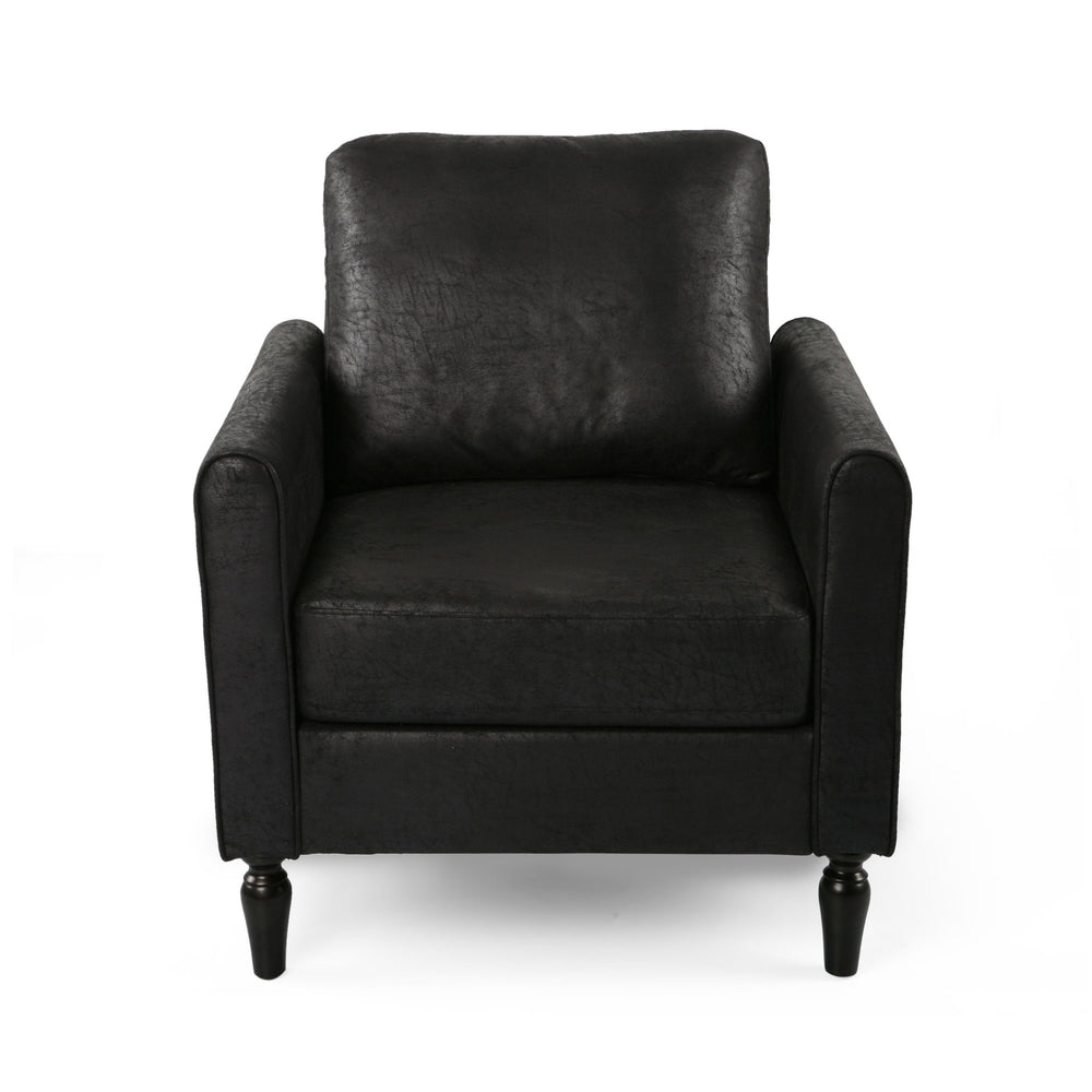 English Elm Chair Low Profile Club Seat Birch Frame Microfiber Upholstery Modern Living Room 63565.00MFBLK