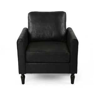 English Elm Chair Low Profile Club Seat Birch Frame Microfiber Upholstery Modern Living Room 63565.00MFBLK