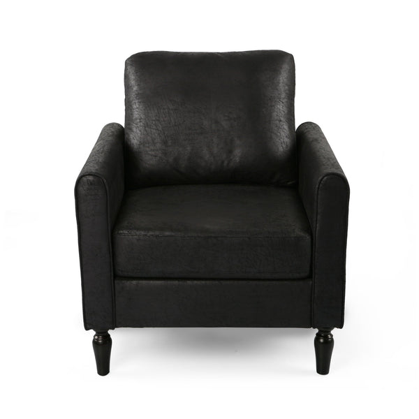 English Elm Chair Low Profile Club Seat Birch Frame Microfiber Upholstery Modern Living Room 63565.00MFBLK