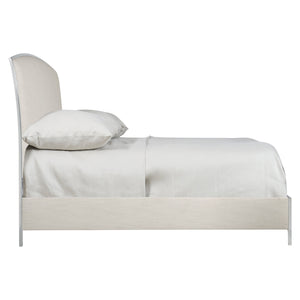 Bernhardt Bernhardt Silhouette Upholstered King Panel Bed With Cream Fabric, Polished Stainless Steel Trim K1582