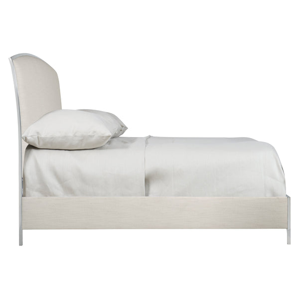 Bernhardt Bernhardt Silhouette Upholstered King Panel Bed With Cream Fabric, Polished Stainless Steel Trim K1582