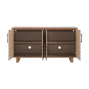 English Elm Christopher Knight Home® - Modern Sideboard - 59" Natural Finish Mdf Storage Cabinet With 4 Doors, Metal Handles For Home Use N780P352310N