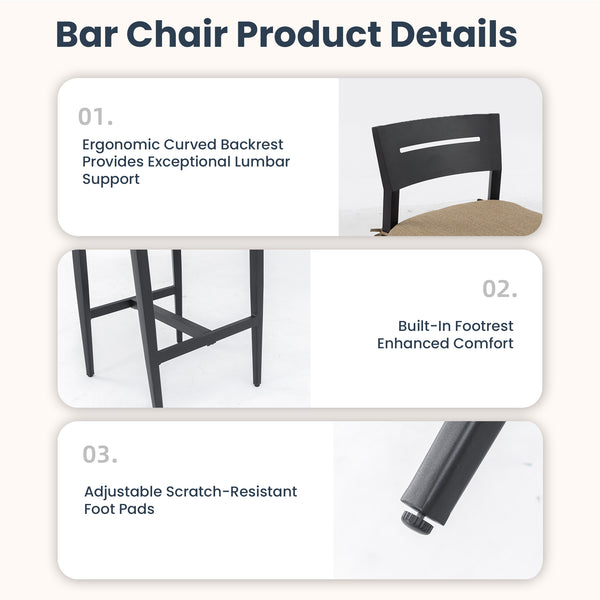 English Elm Modern 5Pc Outdoor Patio Bar Set With Elegant Sintered Stone Table & Comfortable Aluminum Stools W1886S00034