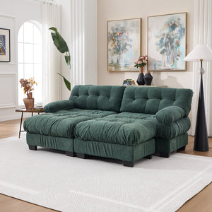 English Elm U Shaped Modular Sectional Sofa Flannelette Cloud Couch Deep Seat Plush Living Room Green W2120S00027