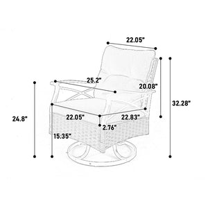English Elm Outdoor Swivel Rocker Chairs Set 3-Piece with Table, 360° Rocking Chairs, Heavy-Duty Rattan Patio Set W640P256770