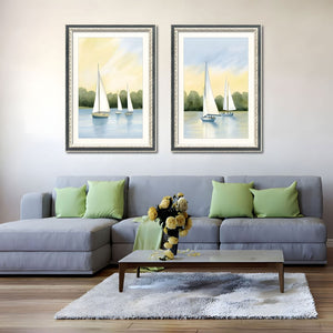 English Elm Set Of 2 Sailboat Framed Wall Art – Nautical Canvas Prints With Replaceable Design For Stylish Decor T3976P383231-GIGA