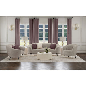 English Elm Saanich Sculptural Curved Loveseat with Boucle Pillows and Sleek Black Metal Legs B062P441137
