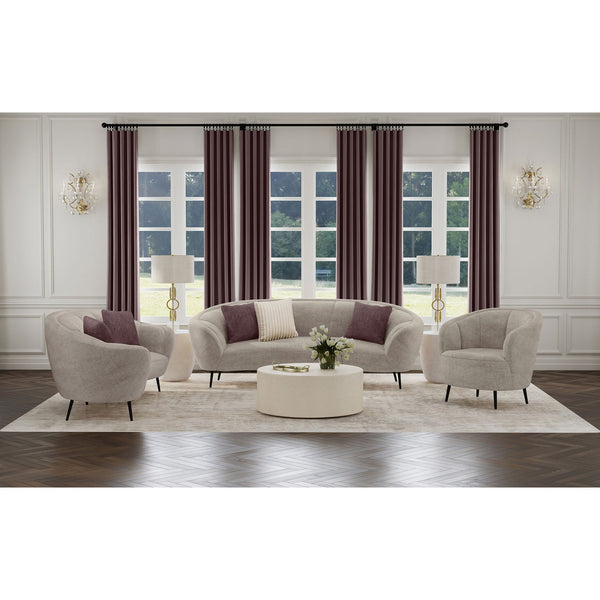 English Elm Saanich Sculptural Curved Loveseat with Boucle Pillows and Sleek Black Metal Legs B062P441137