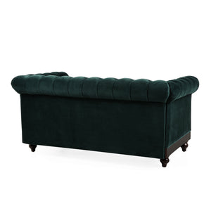 English Elm Christopher Knight Home® - VIVALUX Chesterfield Velvet Loveseat Sofa with Rolled Arms Tufted Buttons Plush 2-Seater Comfort 59.4" Dark Green N762P178705F
