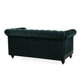 Christopher Knight Home® - Noble House - - Vivalux 59.44" Chesterfield Velvet Loveseat Sofa,2-Person Rolled Arm Dutch Plush Upholstered Sofa Couch With Tufted Button For Living Room, Bedroom, Small Places,Forest Green