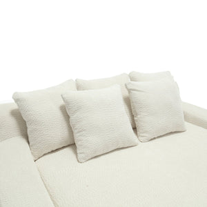 English Elm COOLMORE Chenille 2-Seater Lazy Sofa with 5 Supportive Back Pillows, Deep Seat Couch for Lounge White W395P197923