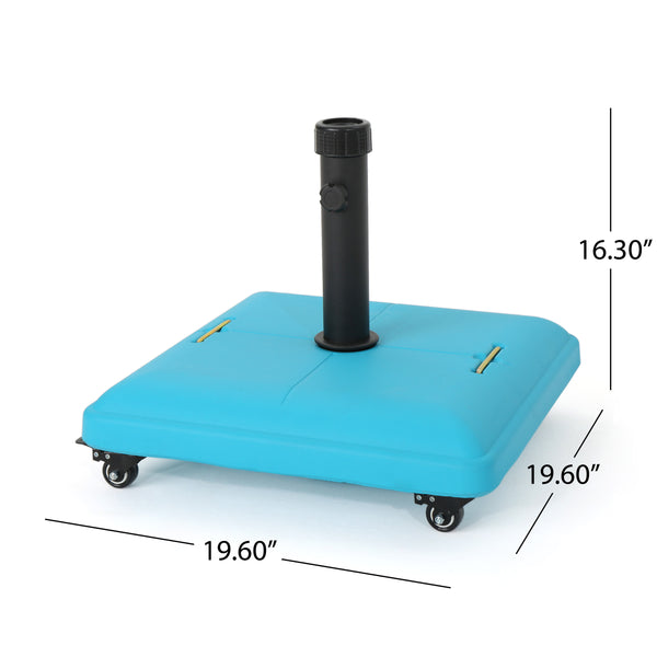 English Elm Christopher Knight Home® - WHEELIE Concrete Umbrella Base Square with Stainless Steel Handle, Fits Up to 11ft Umbrellas, Durable Teal 60453.00TEL