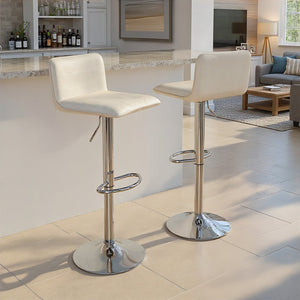 English Elm Adjustable Velvet Swivel Barstools with Chrome Base for Kitchen or Home Bar Set of 2 B202S01964