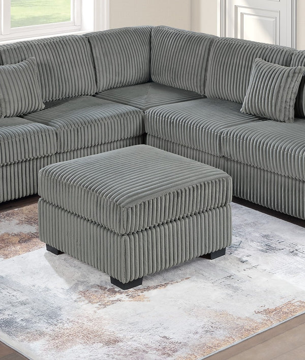 English Elm Living L-Shaped Sectional Sofa Set with Reversible Chaise, Tufted Burlap Fabric, Storage Ottoman, USB Port Smoke 40 L x 26 W x 58 H B011S01782