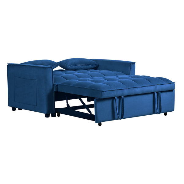 English Elm 3 in 1 Convertible Sleeper Sofa Bed Velvet Loveseat Futon with Pull-Out Bed, Pockets, Adjustable Back W2121P218083