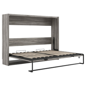 English Elm Full Full Size Murphy Bed Cabinet Gray — Space-Saving Fold-Down Full Bed with 800lb Capacity, Sleek Design N709P002048D