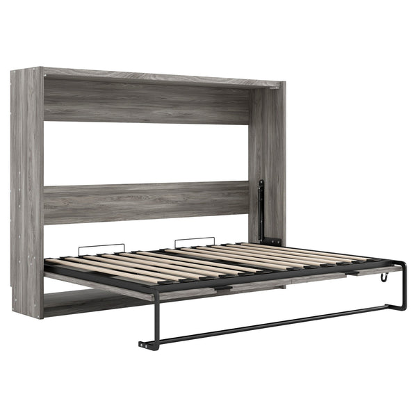 English Elm Full Full Size Murphy Bed Cabinet Gray — Space-Saving Fold-Down Full Bed with 800lb Capacity, Sleek Design N709P002048D