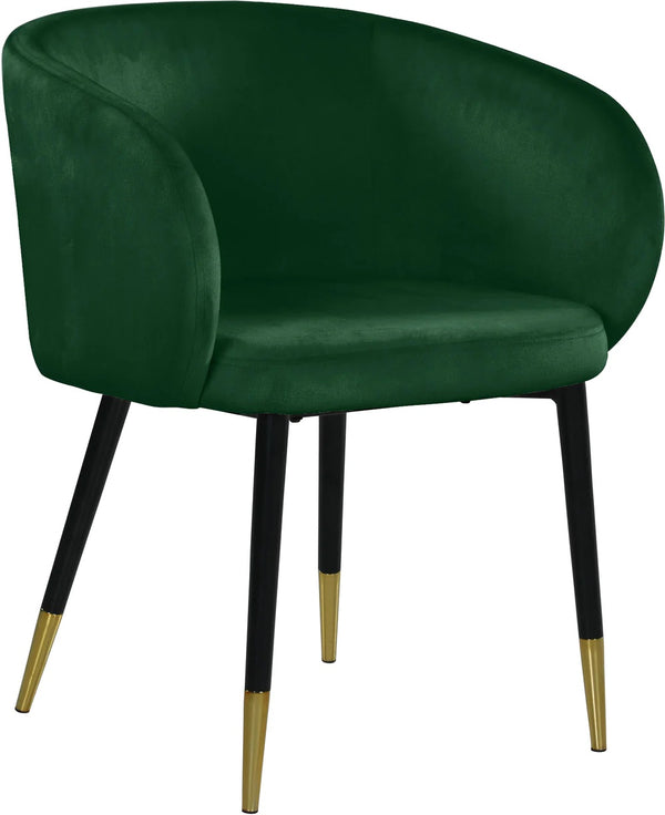 English Elm 1pc Velvet Barrel Back Accent Chair Gold Nailhead Trim Glamorous Curved Seat Green B011P496763