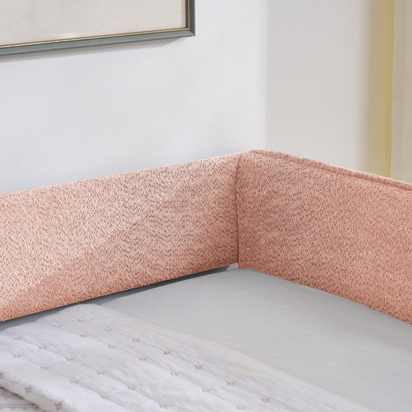 English Elm Full Size Boucle Daybed with Pop up Trundle Tufted Upholstered Sofa Sleeping Pink W1413S00175