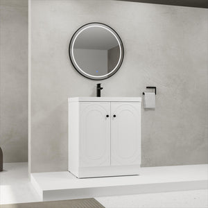 English Elm 30" Modern Freestanding Bathroom Vanity with Resin Sink, Soft-Close Doors, Adjustable Shelf, Durable Plywood Finish White W999S00271