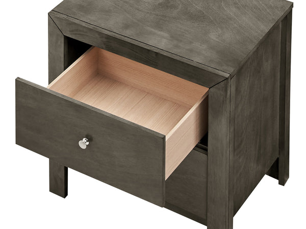 English Elm Chic Gray Transitional Nightstand with 2 Drawers, Compact 25"H x 22"W x 17"D, No Assembly, Sleek Decor-Friendly Finish B078108129