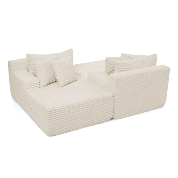 English Elm Two-Seater Velvet Lounge Chair - No Assembly Modern Soft Sofa For Living Rooms & Bedrooms, Beige W487S00349-GIGA
