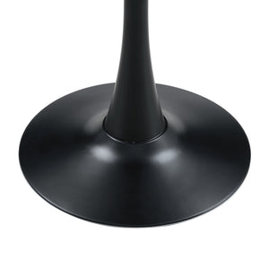 English Elm Round Faux Marble Tulip Dining Table Mid Century Pedestal Base for Compact Kitchens Black+Gery W2920P395716