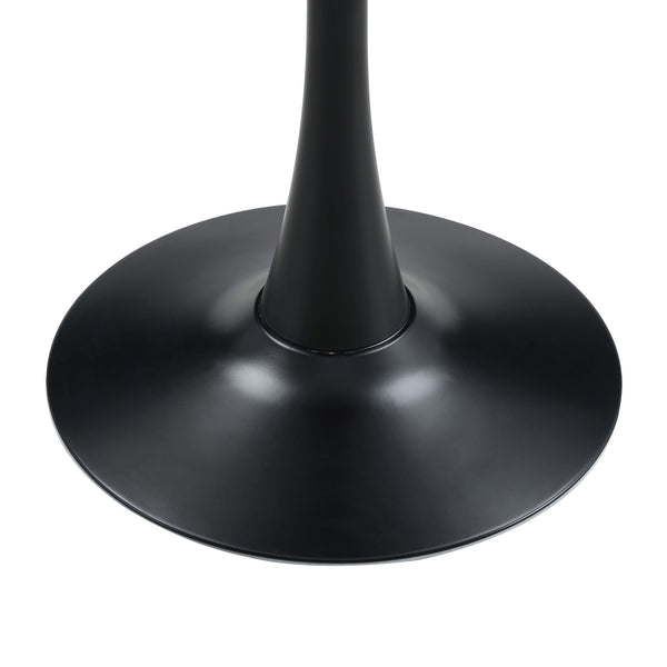 English Elm Round Faux Marble Tulip Dining Table Mid Century Pedestal Base for Compact Kitchens Black+Gery W2920P395716