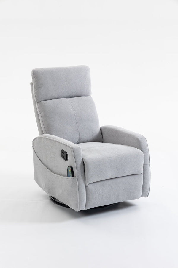 English Elm Short Plush Swivel Recliner Armchair with 360 Degree Rotation for Living Room Grey W547P437355