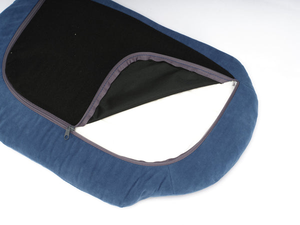 English Elm Scandinavian Elevated Pet Sofa Bed with Walnut Bent Wood Back, Velvet Stain-Resistant Fabric, Cozy Rest Dark Blue W794125923