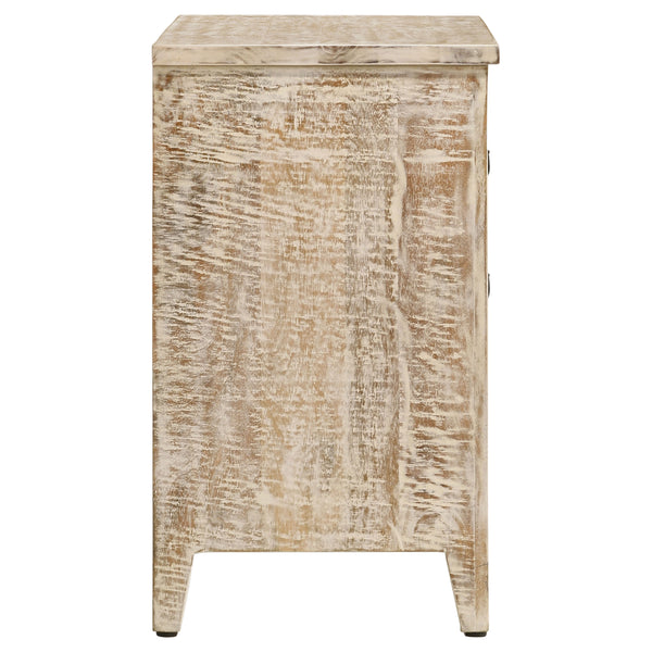 English Elm Kenzie Solid Mango Wood Cabinet with Carved Mandala Drawers in Whitewash Boho Finish B062P447820