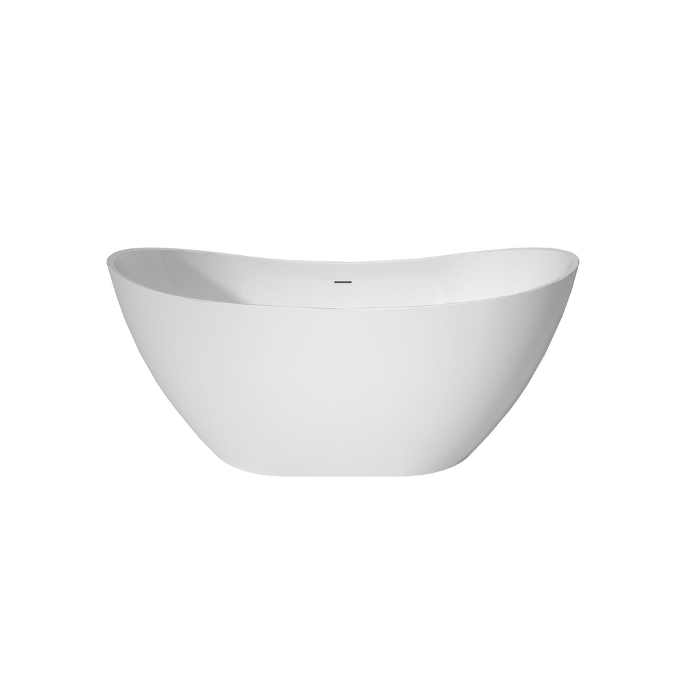 English Elm 60×29 Acrylic Freestanding Soaking Tub Oval Gloss White Spa Style Bathroom Centerpiece T3785P380650