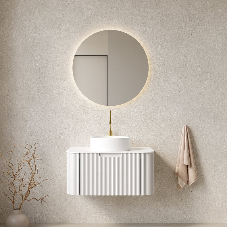 English Elm Dina 30" Wall-Mounted Bathroom Vanity With Elegant Round Sink, Soft-Close Drawers & Stone Design W2615S00156